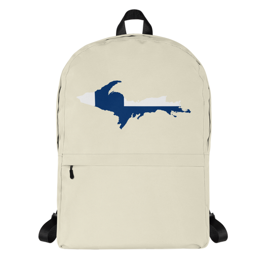 Michigan Upper Peninsula Standard Backpack (w/ UP Finland Flag Outline) | Ivory Color