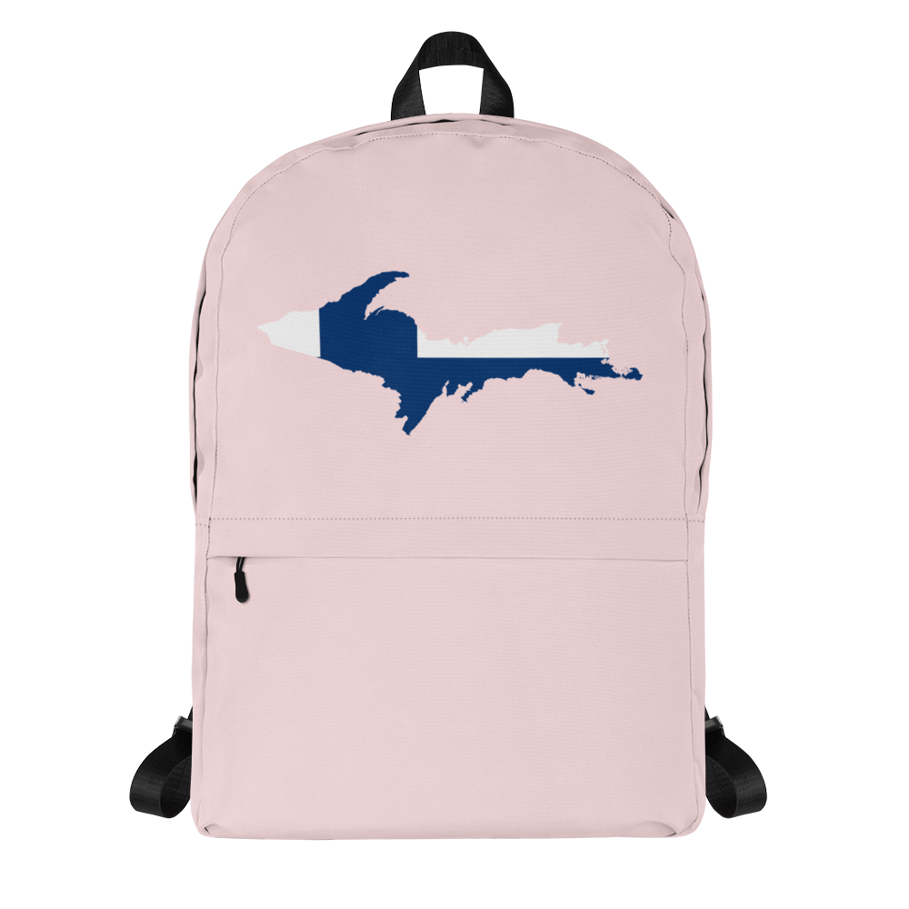 Michigan Upper Peninsula Standard Backpack (w/ UP Finland Flag Outline) | Pink Color