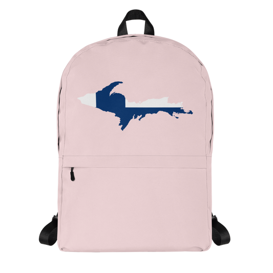 Michigan Upper Peninsula Standard Backpack (w/ UP Finland Flag Outline) | Pink Color