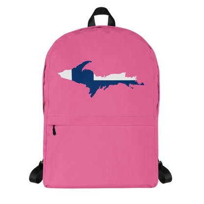 Michigan Upper Peninsula Standard Backpack (w/ UP Finland Flag Outline) | Hot Pink