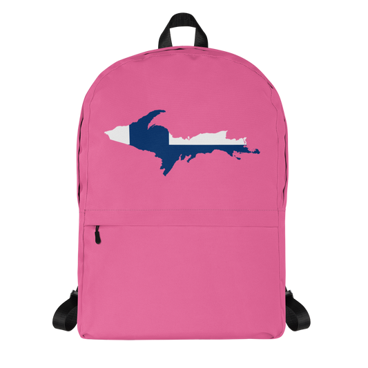 Michigan Upper Peninsula Standard Backpack (w/ UP Finland Flag Outline) | Hot Pink