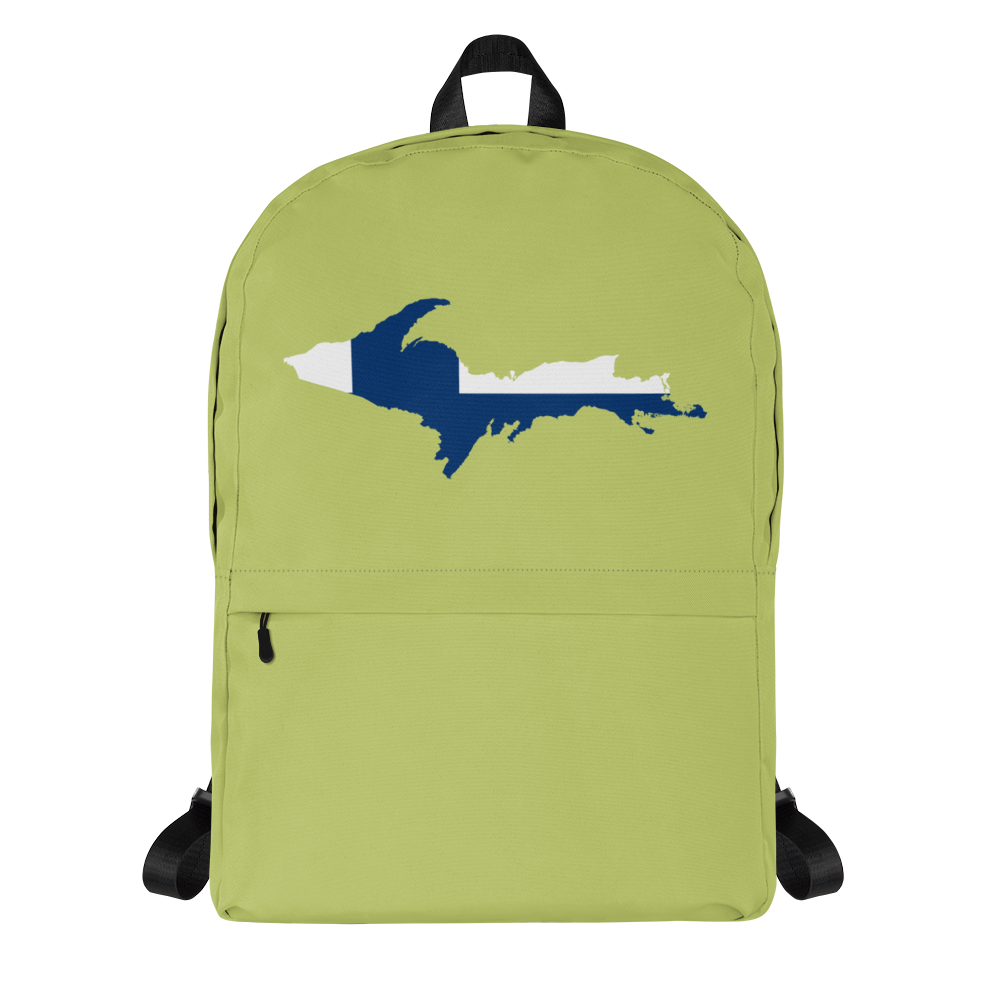 Michigan Upper Peninsula Standard Backpack (w/ UP Finland Flag Outline) | Gooseberry Green