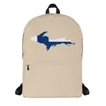 Michigan Upper Peninsula Standard Backpack (w/ UP Finland Flag Outline) | Canvas Color