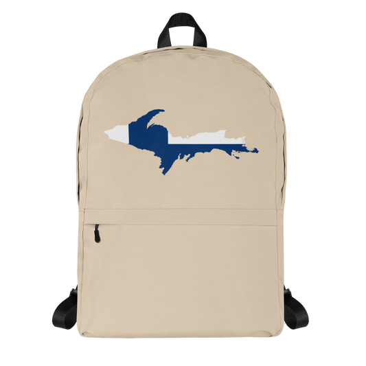 Michigan Upper Peninsula Standard Backpack (w/ UP Finland Flag Outline) | Canvas Color