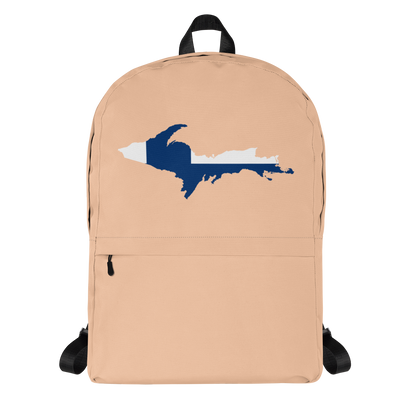 Michigan Upper Peninsula Standard Backpack (w/ UP Finland Flag Outline) | Peach Color