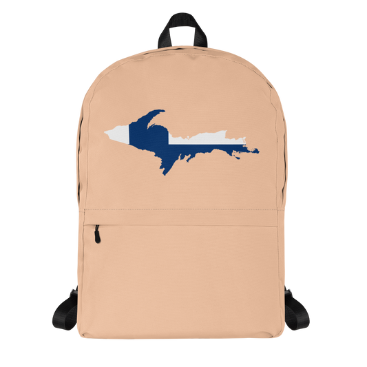 Michigan Upper Peninsula Standard Backpack (w/ UP Finland Flag Outline) | Peach Color