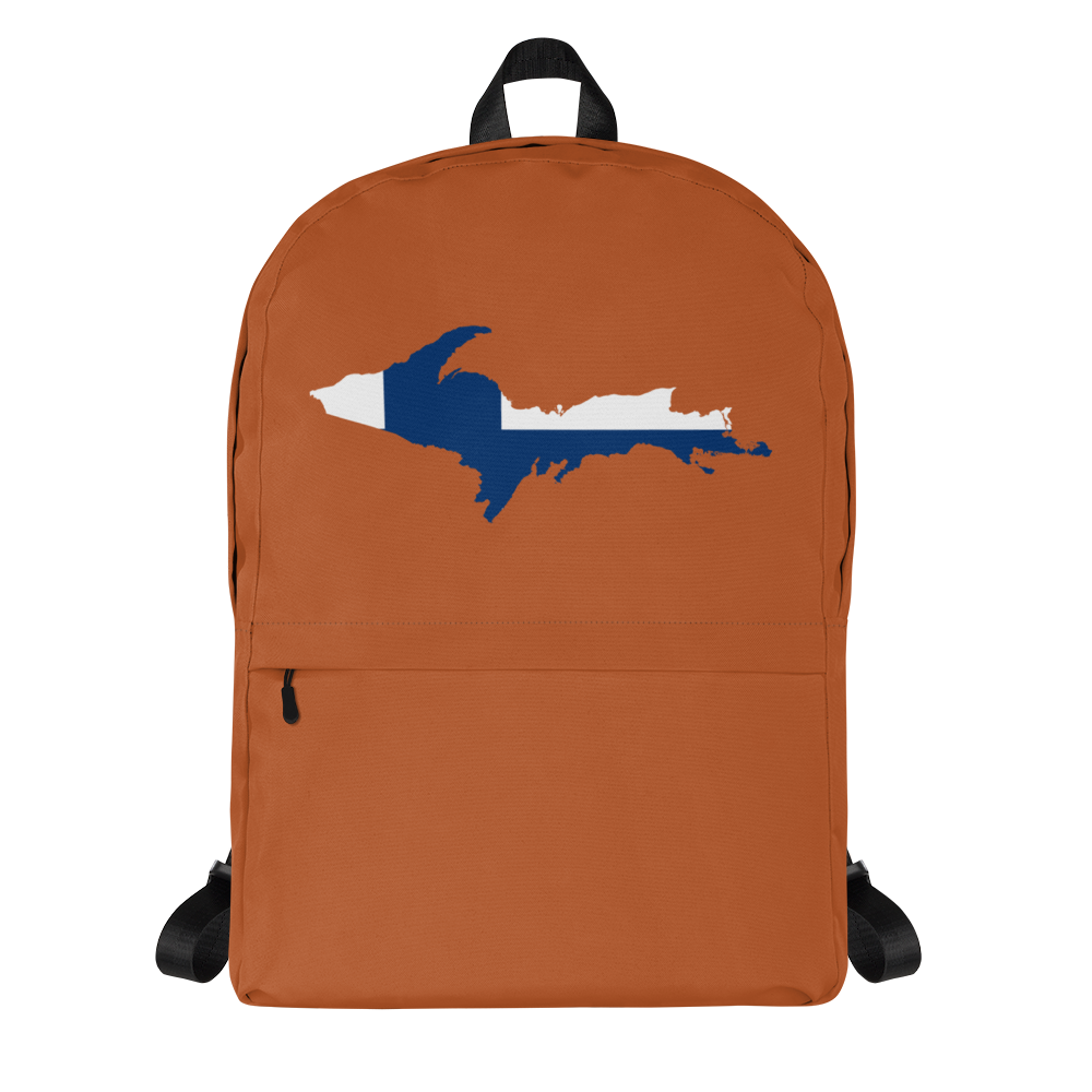 Michigan Upper Peninsula Standard Backpack (w/ UP Finland Flag Outline) | Tawny Color