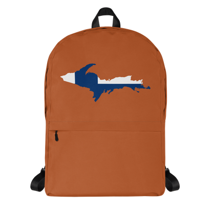 Michigan Upper Peninsula Standard Backpack (w/ UP Finland Flag Outline) | Tawny Color