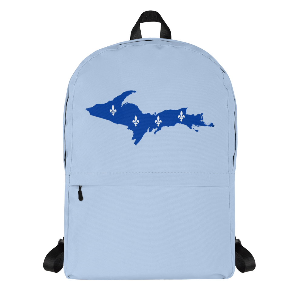 Michigan Upper Peninsula Standard Backpack (w/ UP Quebec Flag Outline) | Light Blue