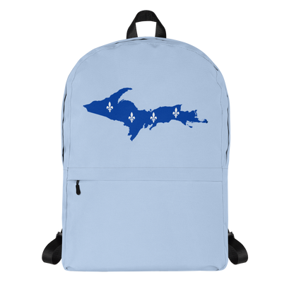 Michigan Upper Peninsula Standard Backpack (w/ UP Quebec Flag Outline) | Light Blue