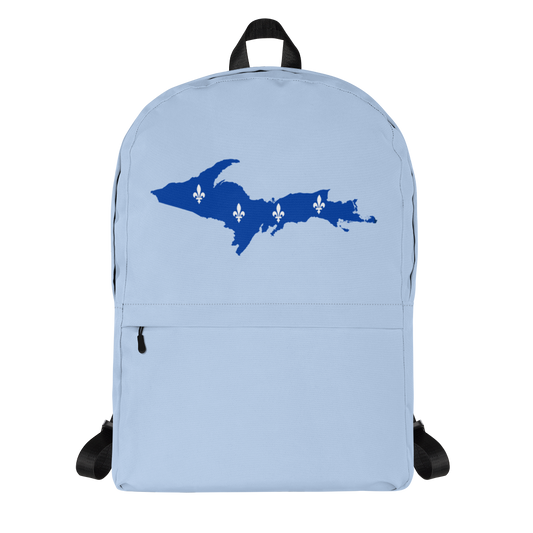 Michigan Upper Peninsula Standard Backpack (w/ UP Quebec Flag Outline) | Light Blue