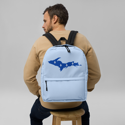 Michigan Upper Peninsula Standard Backpack (w/ UP Quebec Flag Outline) | Light Blue