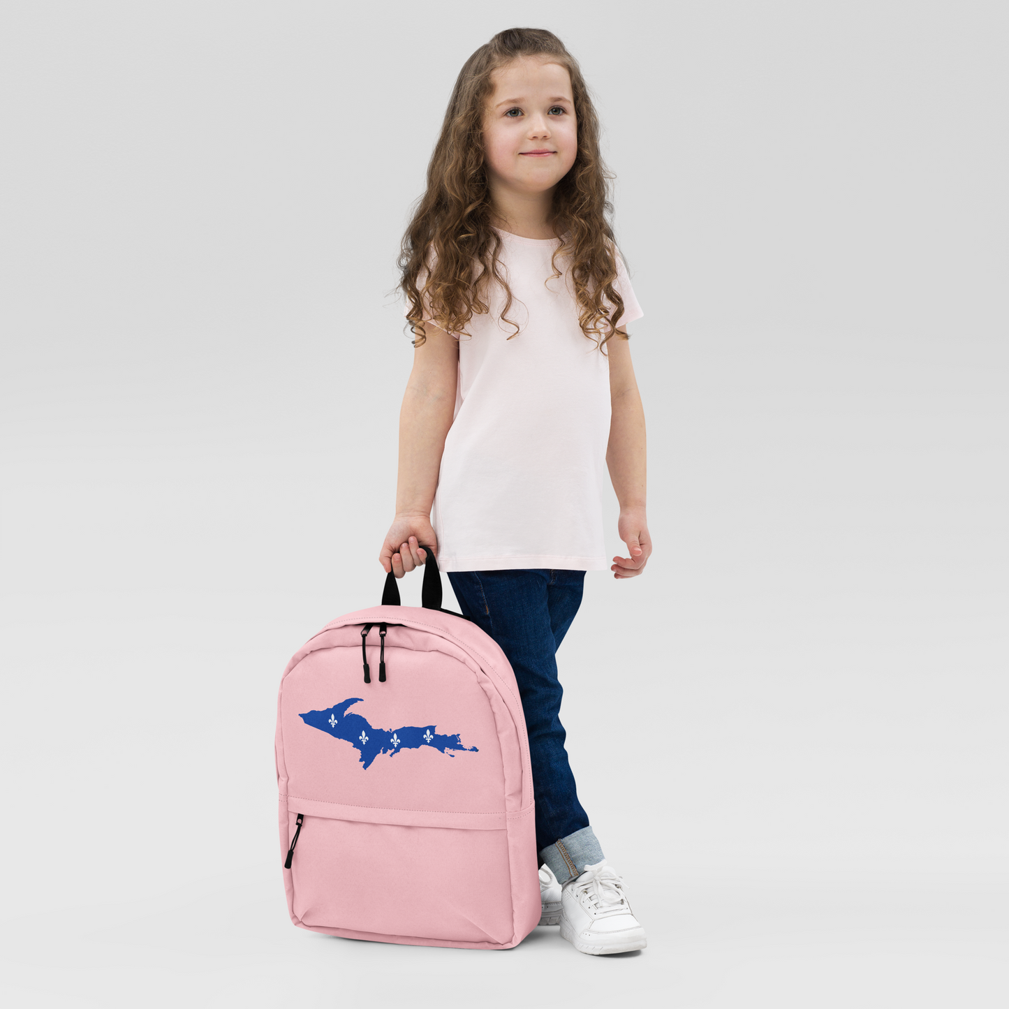 Michigan Upper Peninsula Standard Backpack (w/ UP Quebec Flag Outline) | Pink