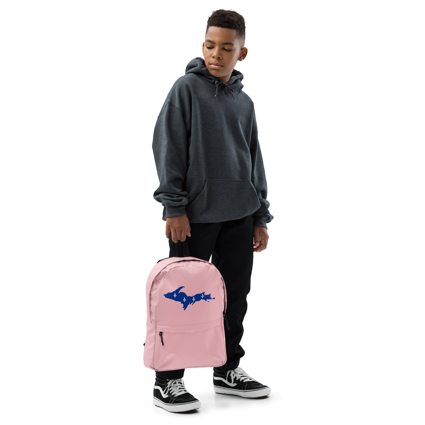 Michigan Upper Peninsula Standard Backpack (w/ UP Quebec Flag Outline) | Pink