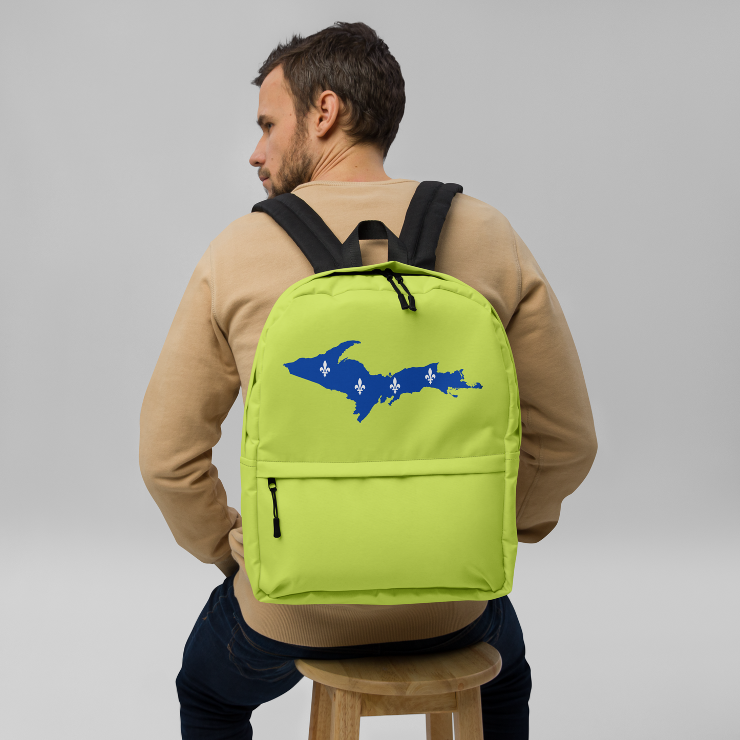 Michigan Upper Peninsula Standard Backpack (w/ UP Quebec Flag Outline) | Gooseberry Green