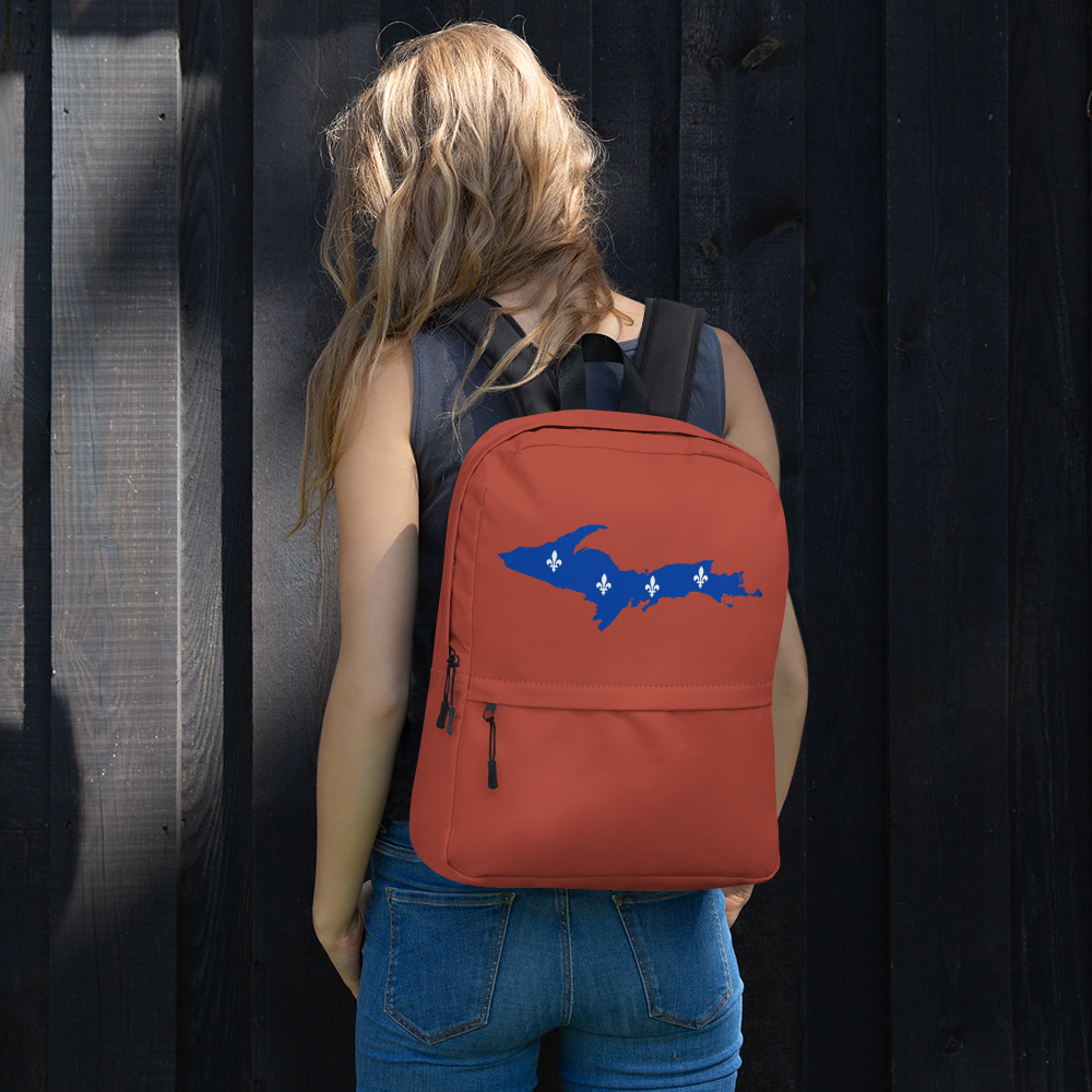 Michigan Upper Peninsula Standard Backpack (w/ UP Quebec Flag Outline) | Ore Dock Red