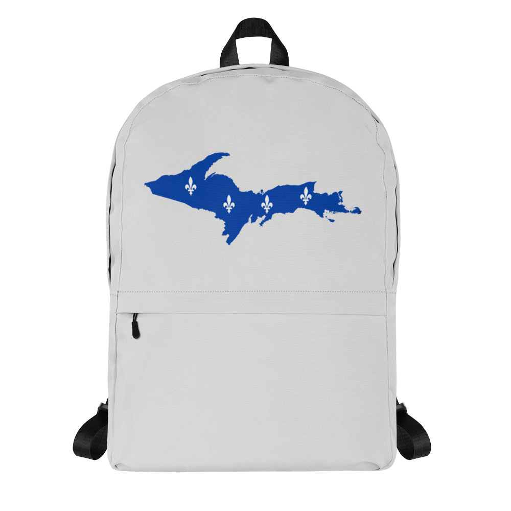 Michigan Upper Peninsula Standard Backpack (w/ UP Quebec Flag Outline) | Silver