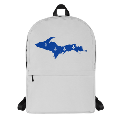 Michigan Upper Peninsula Standard Backpack (w/ UP Quebec Flag Outline) | Silver