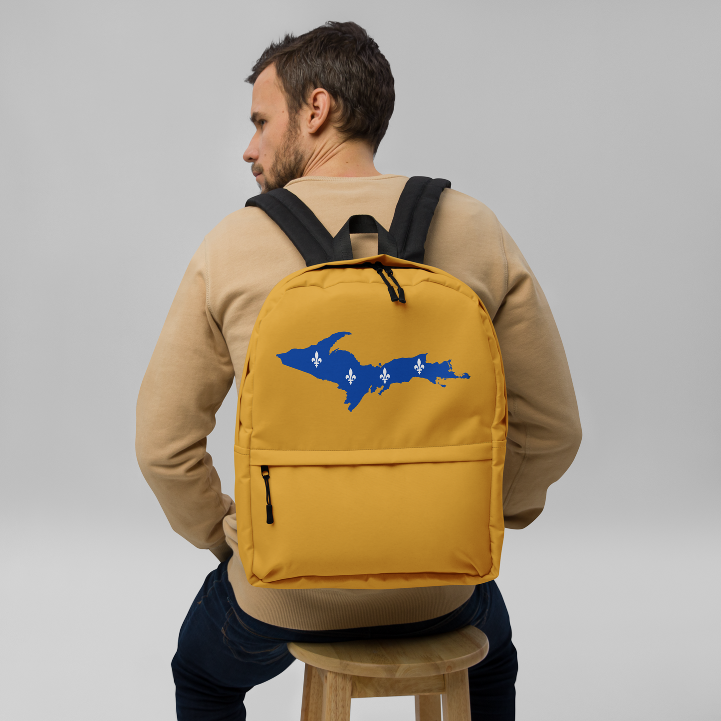 Michigan Upper Peninsula Standard Backpack (w/ UP Quebec Flag Outline) | Gold