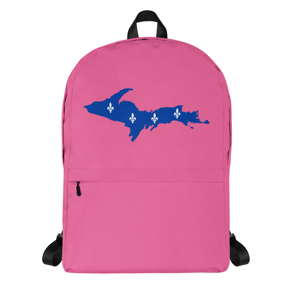 Michigan Upper Peninsula Standard Backpack (w/ UP Quebec Flag Outline) | Hot Pink