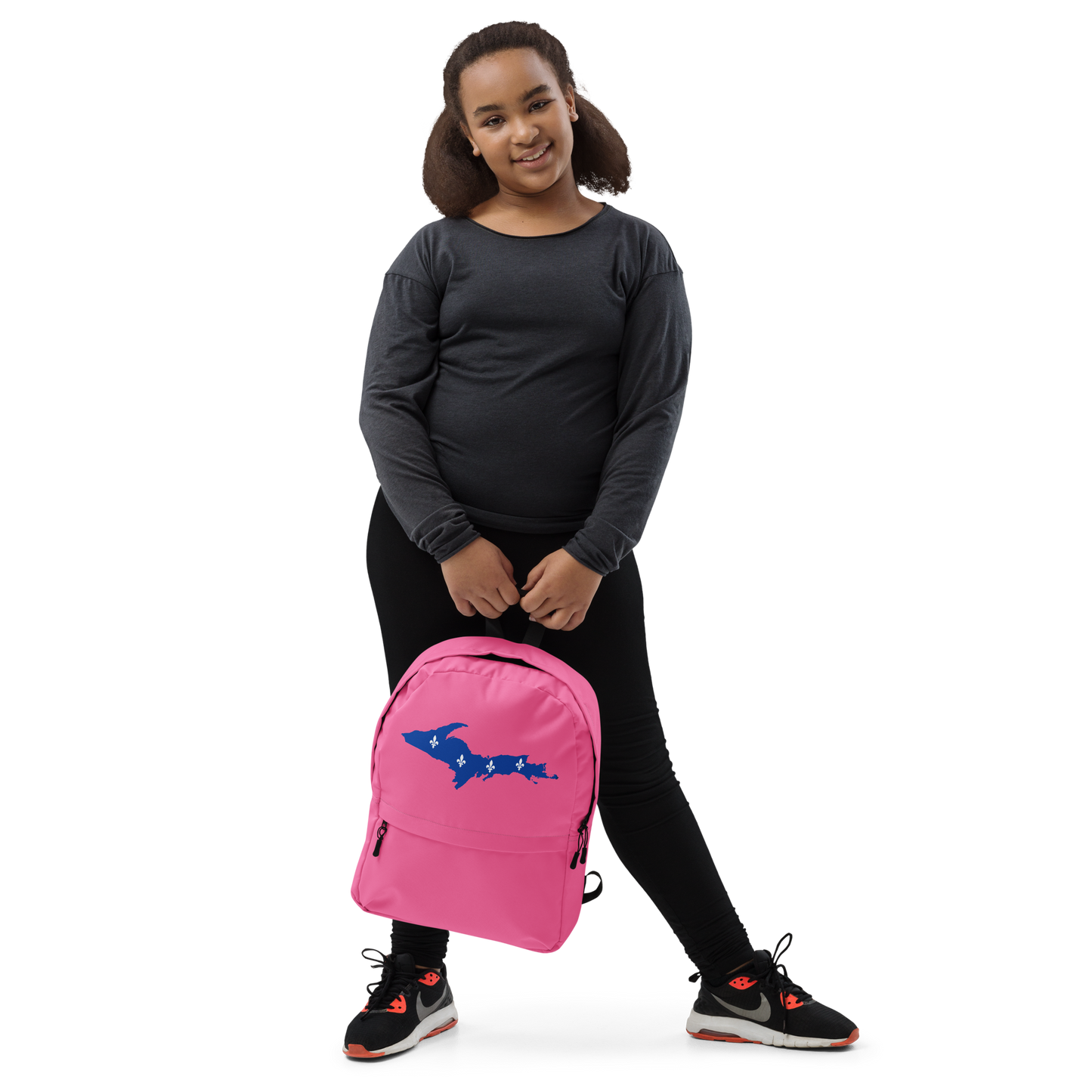 Michigan Upper Peninsula Standard Backpack (w/ UP Quebec Flag Outline) | Hot Pink