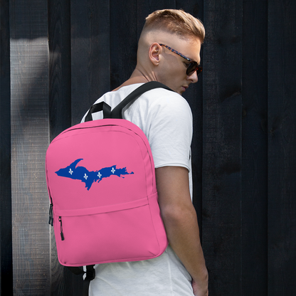 Michigan Upper Peninsula Standard Backpack (w/ UP Quebec Flag Outline) | Hot Pink