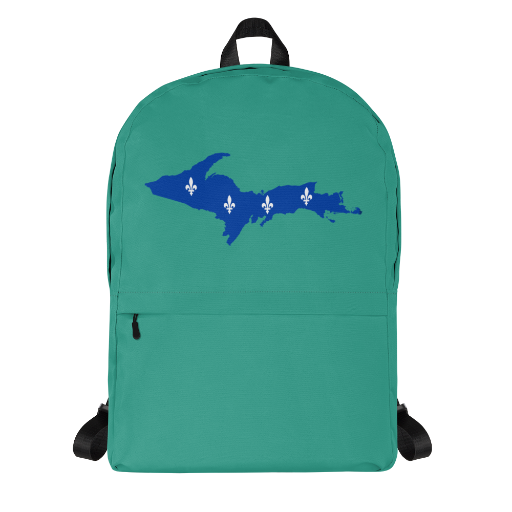 Michigan Upper Peninsula Standard Backpack (w/ UP Quebec Flag Outline) | Emerald