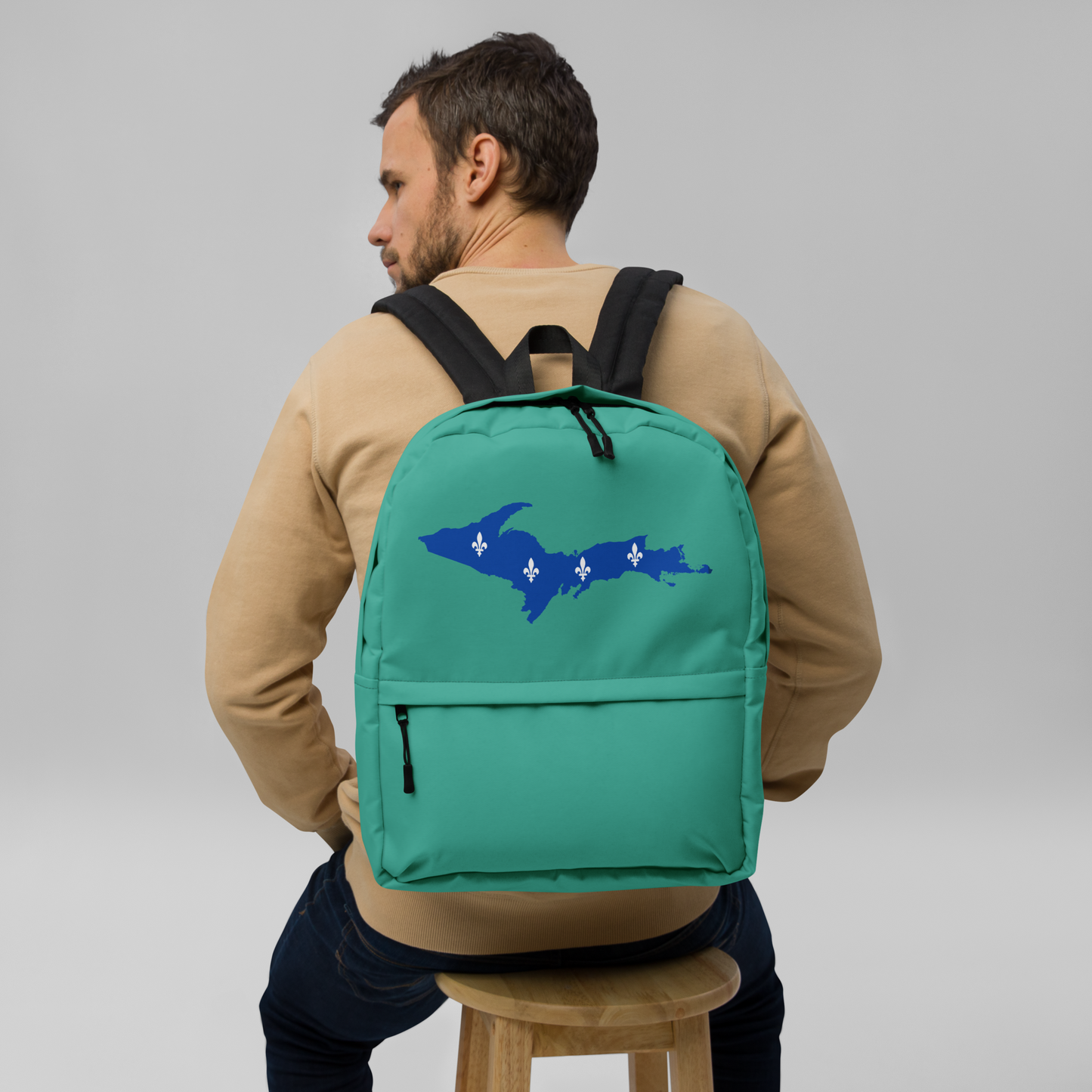 Michigan Upper Peninsula Standard Backpack (w/ UP Quebec Flag Outline) | Emerald