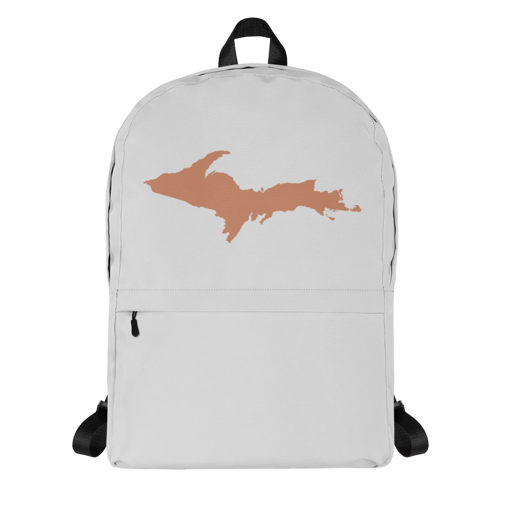 Michigan Upper Peninsula Standard Backpack (w/ Copper UP Outline) | Silver