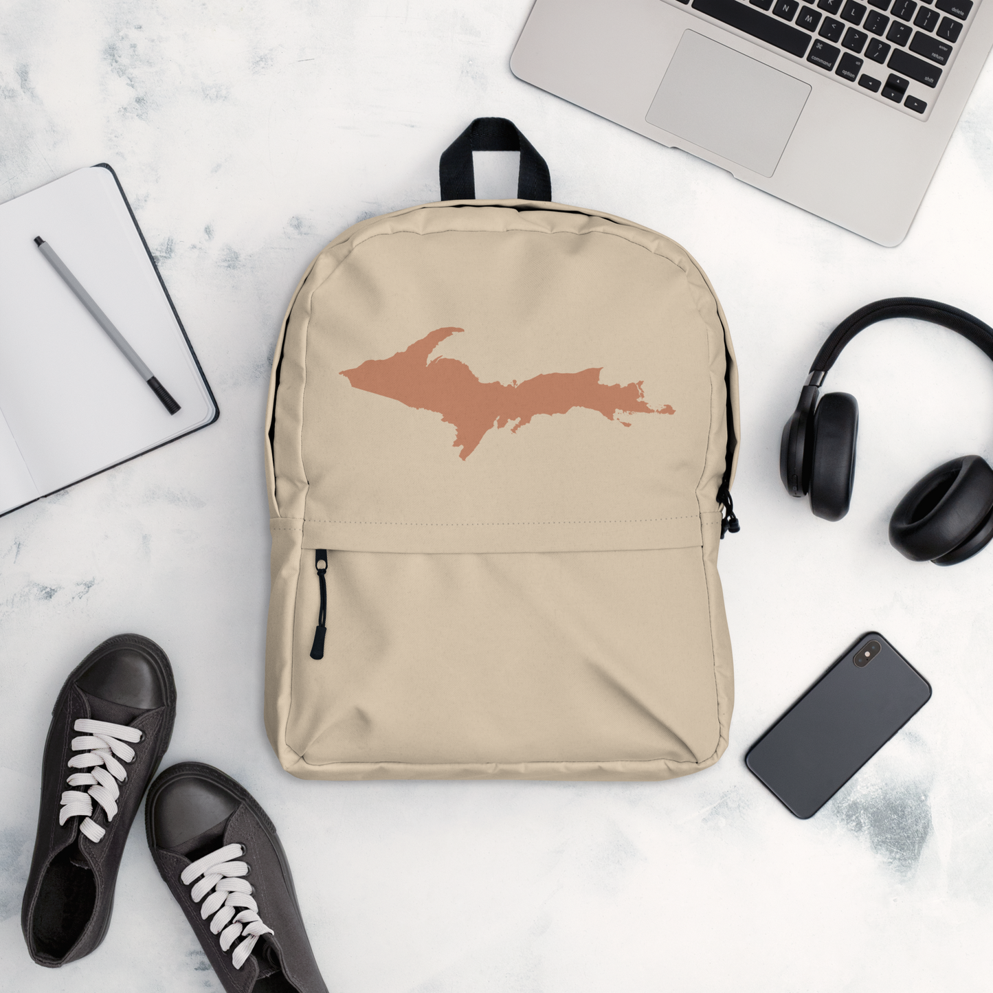 Michigan Upper Peninsula Standard Backpack (w/ Copper UP Outline) | Canvas Color