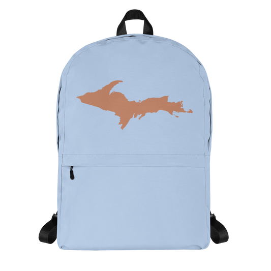 Michigan Upper Peninsula Standard Backpack (w/ Copper UP Outline) | Light Blue