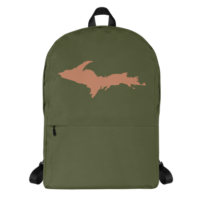 Michigan Upper Peninsula Standard Backpack (w/ Copper UP Outline) | Army Green