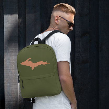 Michigan Upper Peninsula Standard Backpack (w/ Copper UP Outline) | Army Green