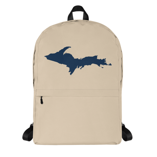 Michigan Upper Peninsula Standard Backpack (w/ Navy UP Outline) | Canvas Color