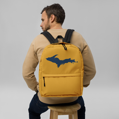 Michigan Upper Peninsula Standard Backpack (w/ Navy UP Outline) | Gold