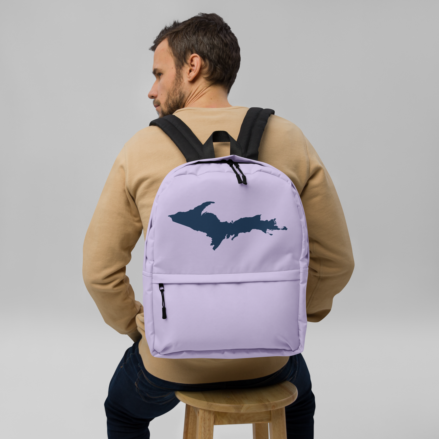 Michigan Upper Peninsula Standard Backpack (w/ Navy UP Outline) | Lavender