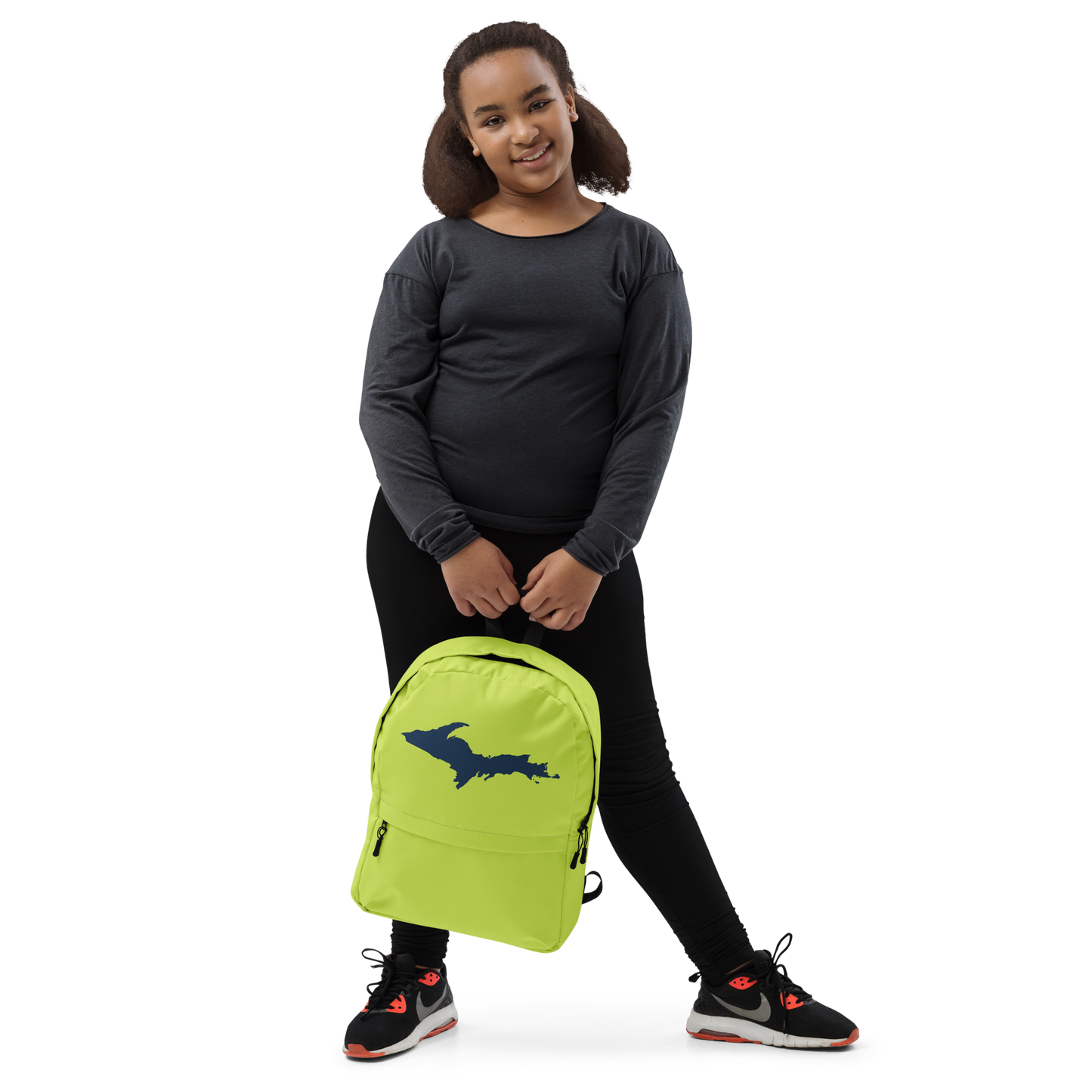 Michigan Upper Peninsula Standard Backpack (w/ Navy UP Outline) | Gooseberry Green