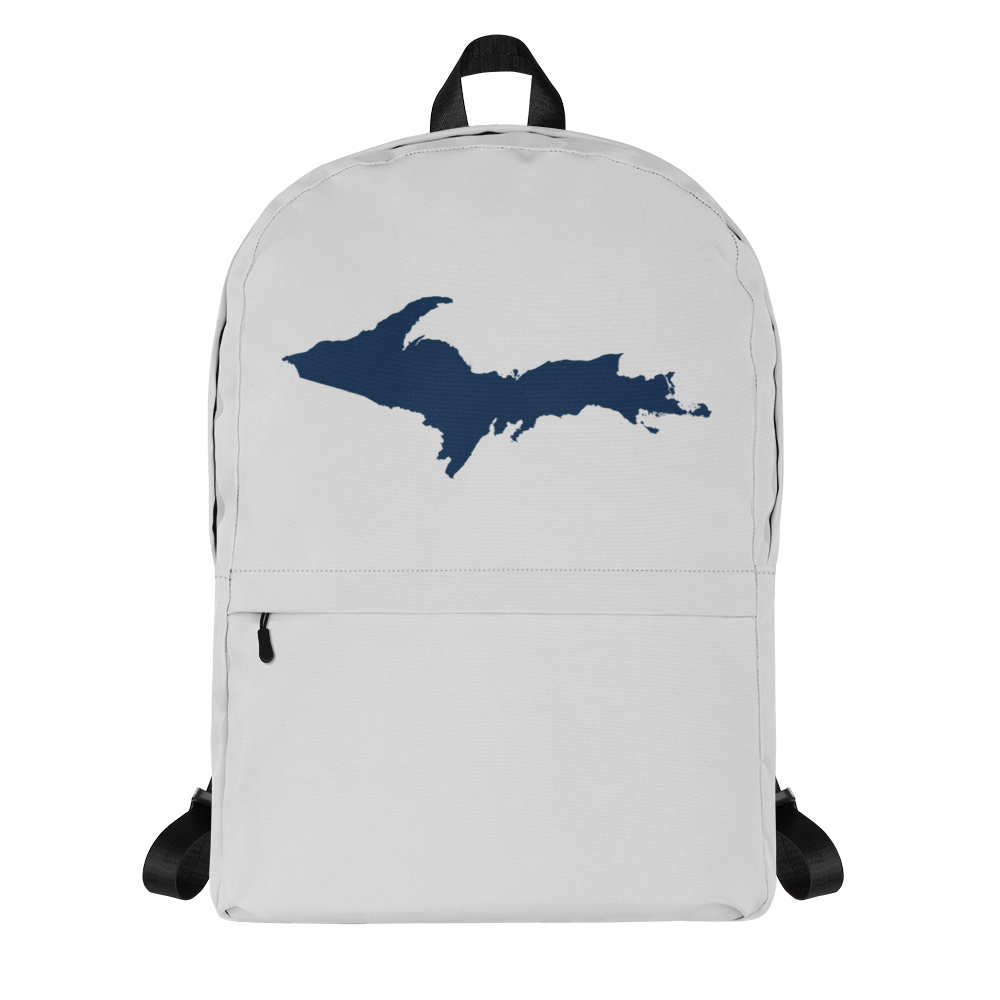 Michigan Upper Peninsula Standard Backpack (w/ Navy UP Outline) | Silver