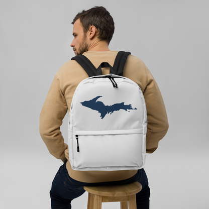 Michigan Upper Peninsula Standard Backpack (w/ Navy UP Outline) | Silver