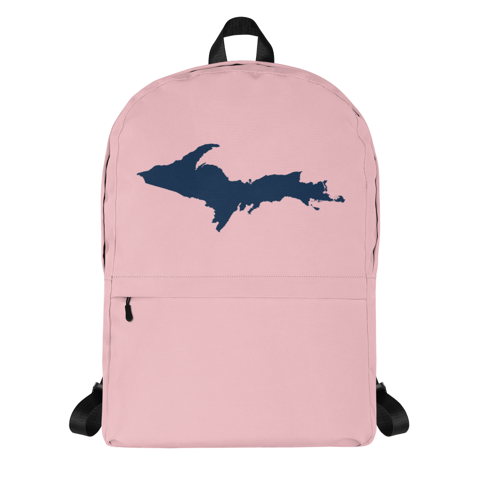 Michigan Upper Peninsula Standard Backpack (w/ Navy UP Outline) | Pink