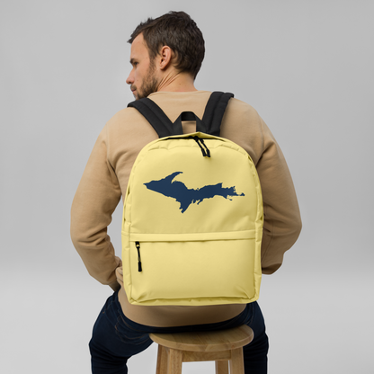 Michigan Upper Peninsula Standard Backpack (w/ Navy UP Outline) | Cherry Yellow