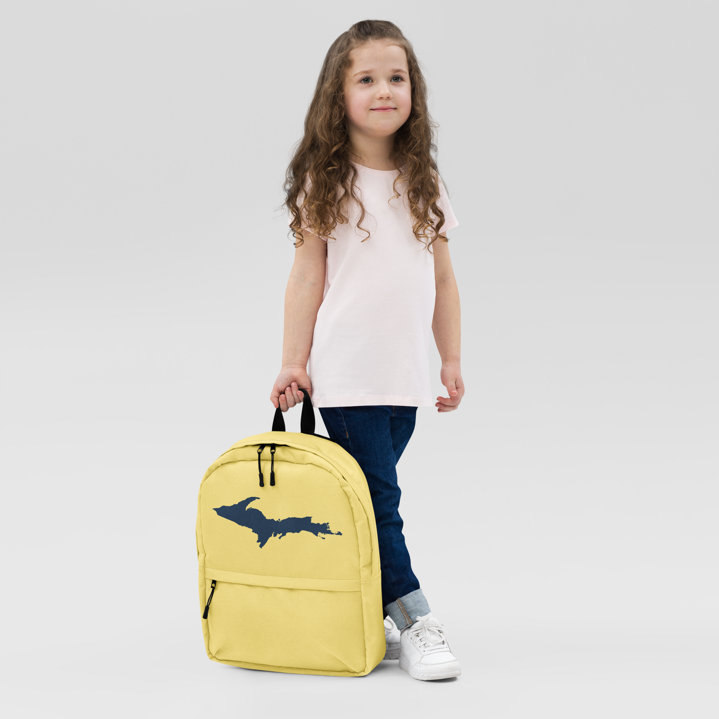 Michigan Upper Peninsula Standard Backpack (w/ Navy UP Outline) | Cherry Yellow