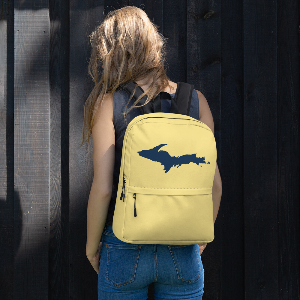 Michigan Upper Peninsula Standard Backpack (w/ Navy UP Outline) | Cherry Yellow