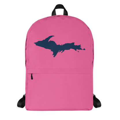 Michigan Upper Peninsula Standard Backpack (w/ Navy UP Outline) | Hot Pink