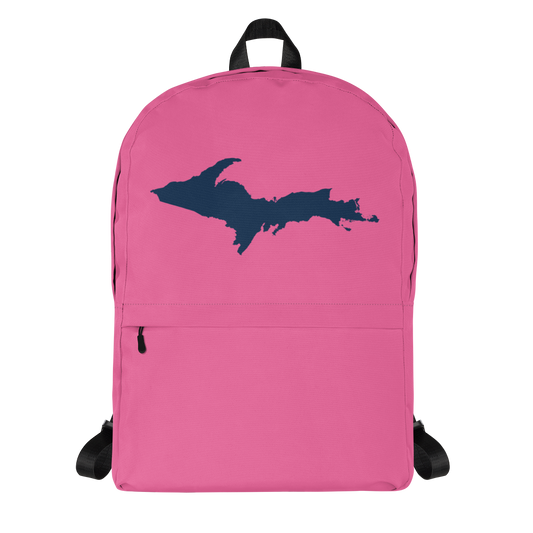 Michigan Upper Peninsula Standard Backpack (w/ Navy UP Outline) | Hot Pink