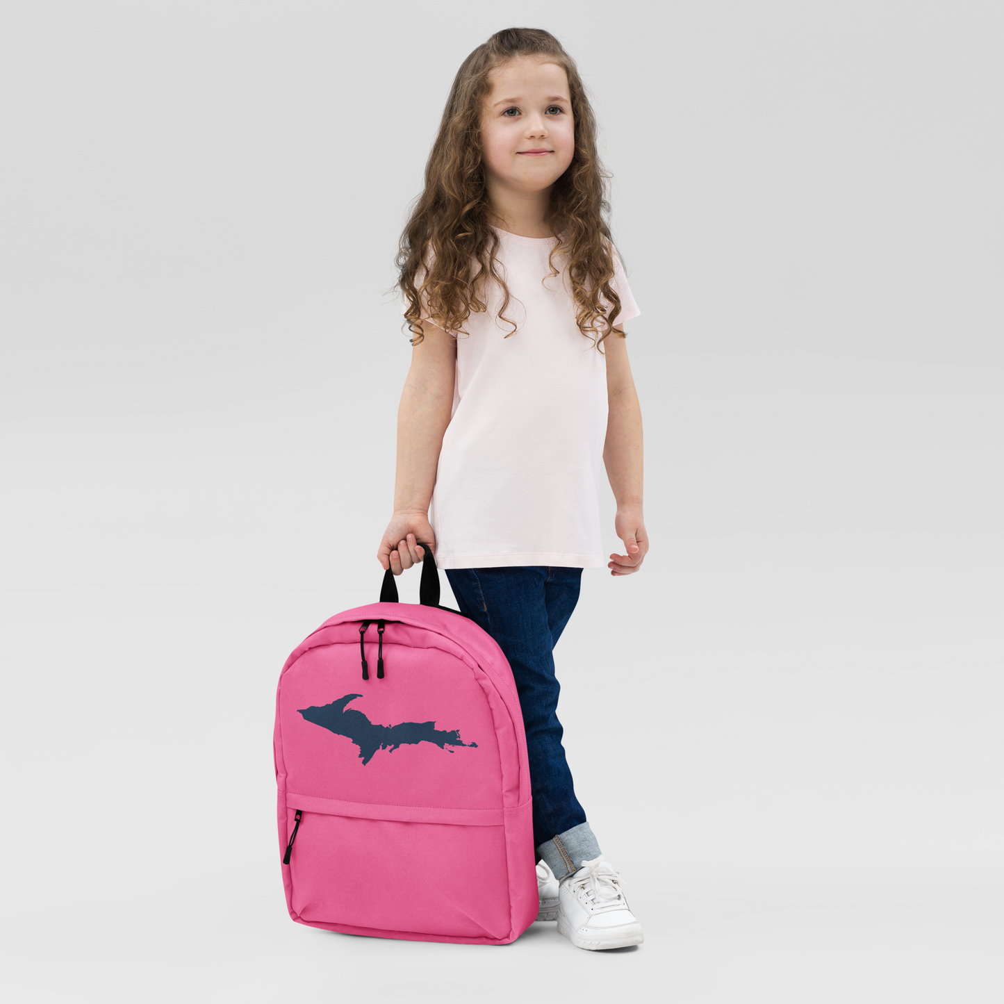 Michigan Upper Peninsula Standard Backpack (w/ Navy UP Outline) | Hot Pink