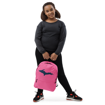 Michigan Upper Peninsula Standard Backpack (w/ Navy UP Outline) | Hot Pink