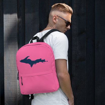 Michigan Upper Peninsula Standard Backpack (w/ Navy UP Outline) | Hot Pink