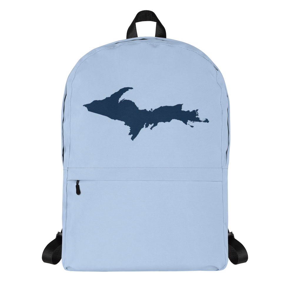 Michigan Upper Peninsula Standard Backpack (w/ Navy UP Outline) | Light Blue