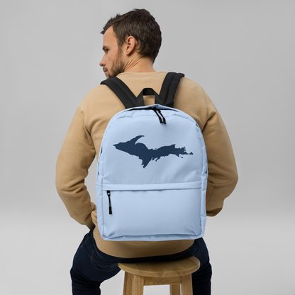 Michigan Upper Peninsula Standard Backpack (w/ Navy UP Outline) | Light Blue